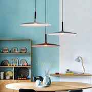 Flat Circular Mini Pendant — Metal, Industrial Modern, Adjustable 47" Cord, LED Included