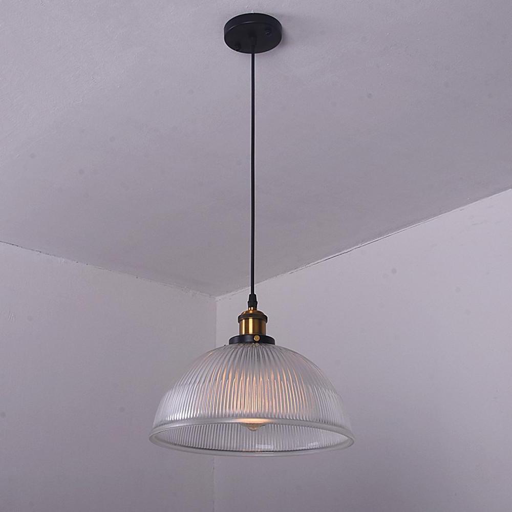 Vintage Glass Bowl Pendant — Electroplated Metal, Purple Finish, 1-Light, 12" Diameter