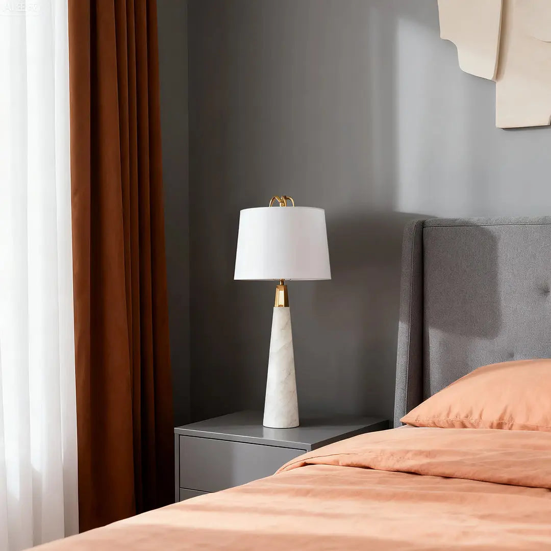 Elegant Nordic Tapered Stone Lamp in White Marble - A Luxurious Table Lamp Luxe