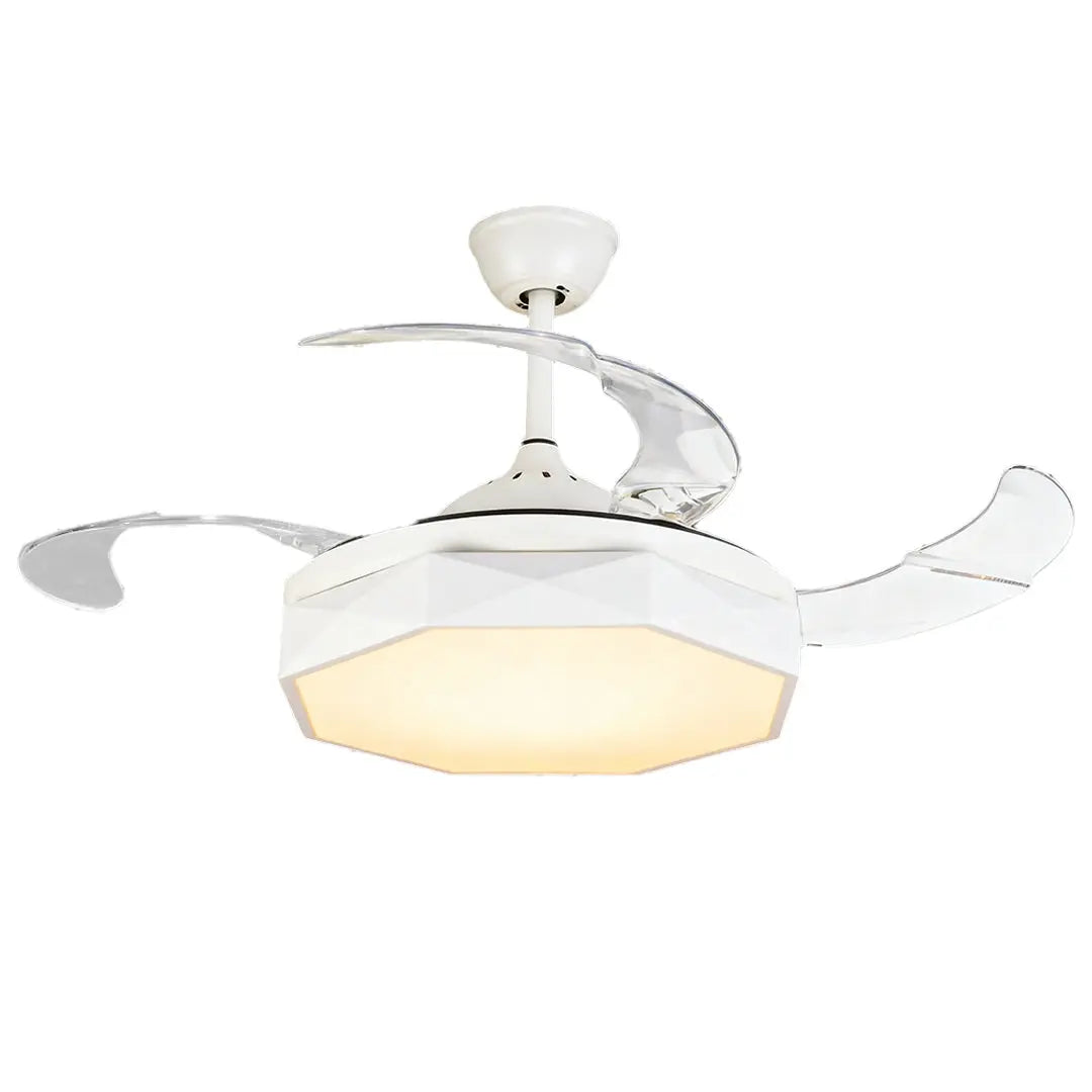 42-Inch Ceiling Fan with Light Featuring White ABS Blades and Acrylic Shade Luxe