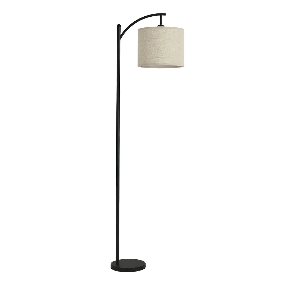 Minimalist Arc Floor Lamp with Fabric Shade - Metal Arched Lamp for Living Room Luxe