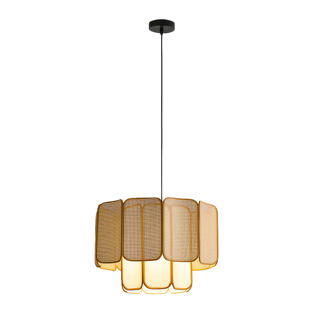 Wabi-Sabi Bamboo & Rattan Pendant — Handwoven, LED E27, 59.1" Adjustable Cord, Natural or Coffee Brown, 4 Sizes