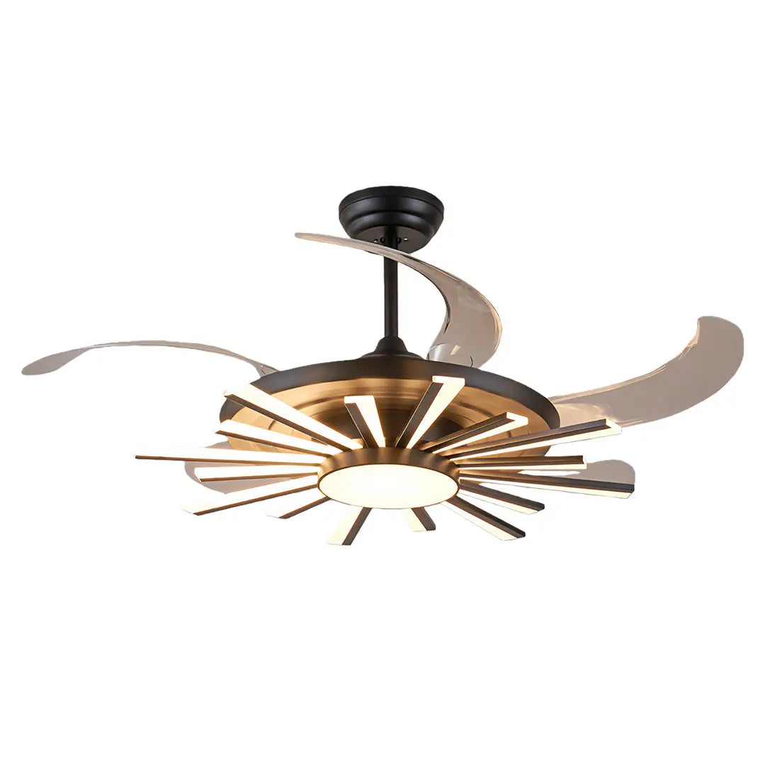 Luxury Multi-Head Iron Body Black Ceiling Fan with Light - Modern Design Luxe