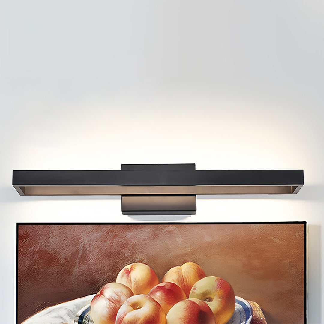 Modern Vanity Light Bar — Black Aluminum and Iron, 12W LED, 3000K, Hardwired
