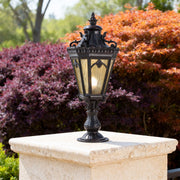 Column-Head Outdoor Pillar Light — Sand-Black Aluminum, Clear Glass, 18W E26, IP44, 10.24" × 26.57"