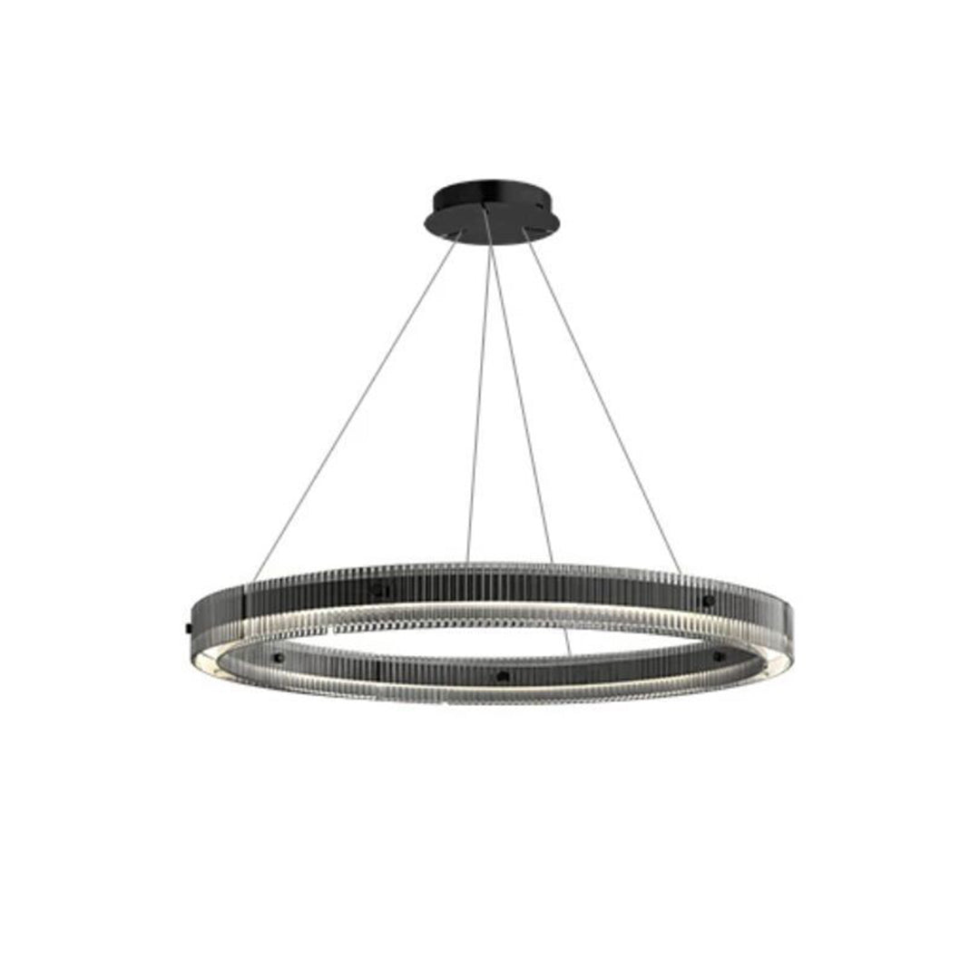 Round Black Glass Chandelier — Aluminum, Full-Spectrum LED, RA≥97, Dimmable, 60cm / 80cm / 100cm