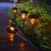 elegant black solar pathway stake light with flamed smd leds 224 inches in height