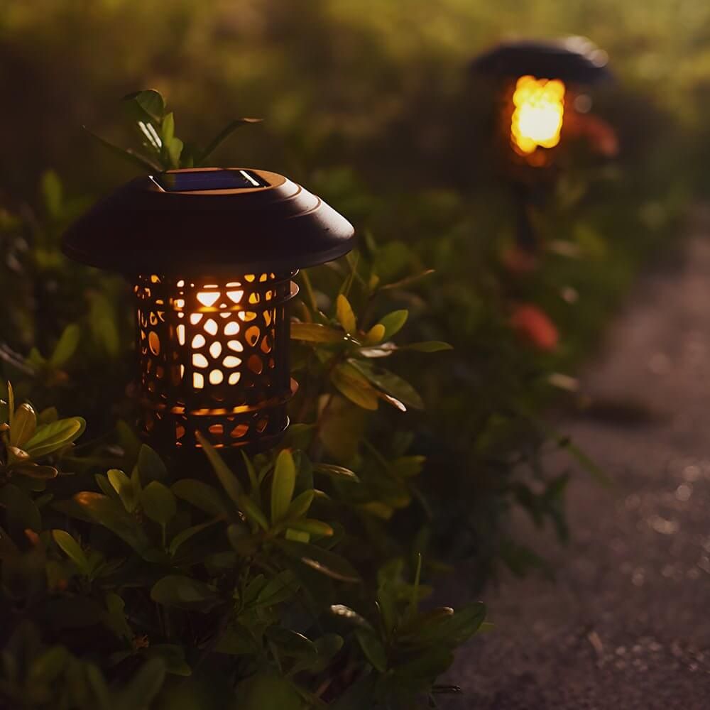elegant black solar pathway stake light with flamed smd leds 224 inches in height