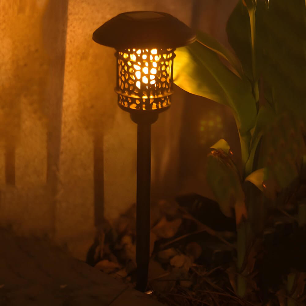 elegant black solar pathway stake light with flamed smd leds 224 inches in height
