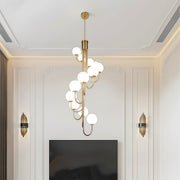 Spiral Globe Chandelier — Wrought Iron and Glass, 8- or 12-Light, Gold or Black, 3-Step Dimming, E14