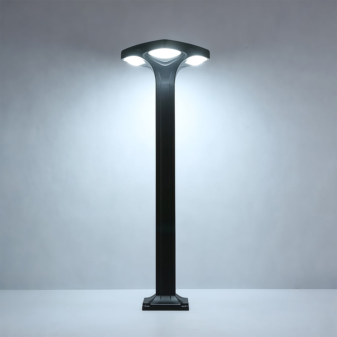 Outdoor Bollard Light — Black Aluminum, LED, Solar / Hardwired, IP65, 4 Heights, 3000K / 6000K