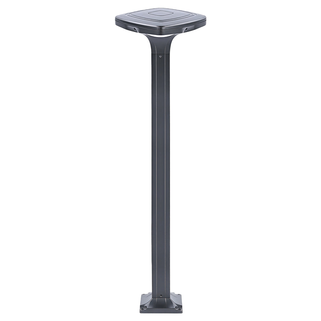 Outdoor Bollard Light — Black Aluminum, LED, Solar / Hardwired, IP65, 4 Heights, 3000K / 6000K