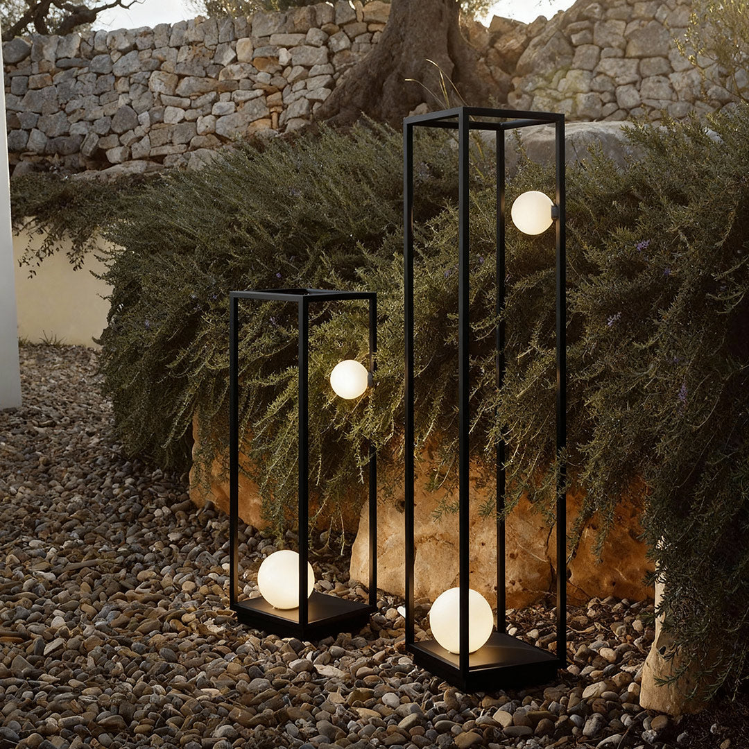 Outdoor Bollard Light — Black Aluminum, Plug-in or Solar, LED, IP54, 27.6" or 40.6"