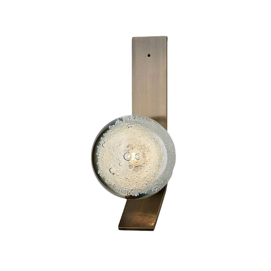 Glass Bubble Wall Sconce — Iron Frame, LED 3000K, Single 7W or Dual 14W, Gold / White / Black / Bronze
