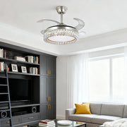 Luxury Nickel Crystal Ceiling Fan with Remote-Controlled Light Luxe