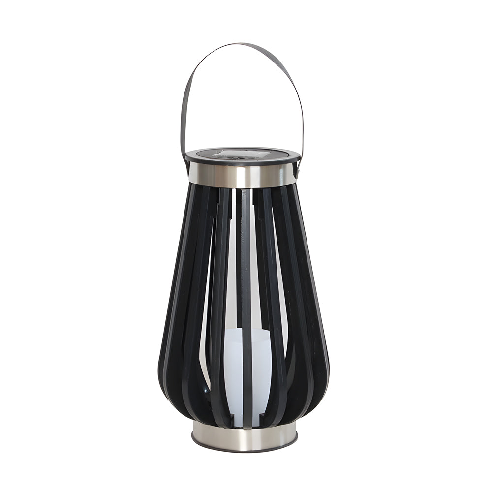 Solar Outdoor Garden Lantern — Black PP+PE, LED Warm White, IP65, Dusk-to-Dawn, Remote Control, 6.3" × 10.6"