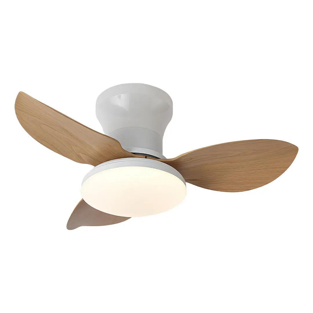 Modern Small 3-Blade Ceiling Fan with Remote Control and Dimmer Light - Quiet Operation Luxe