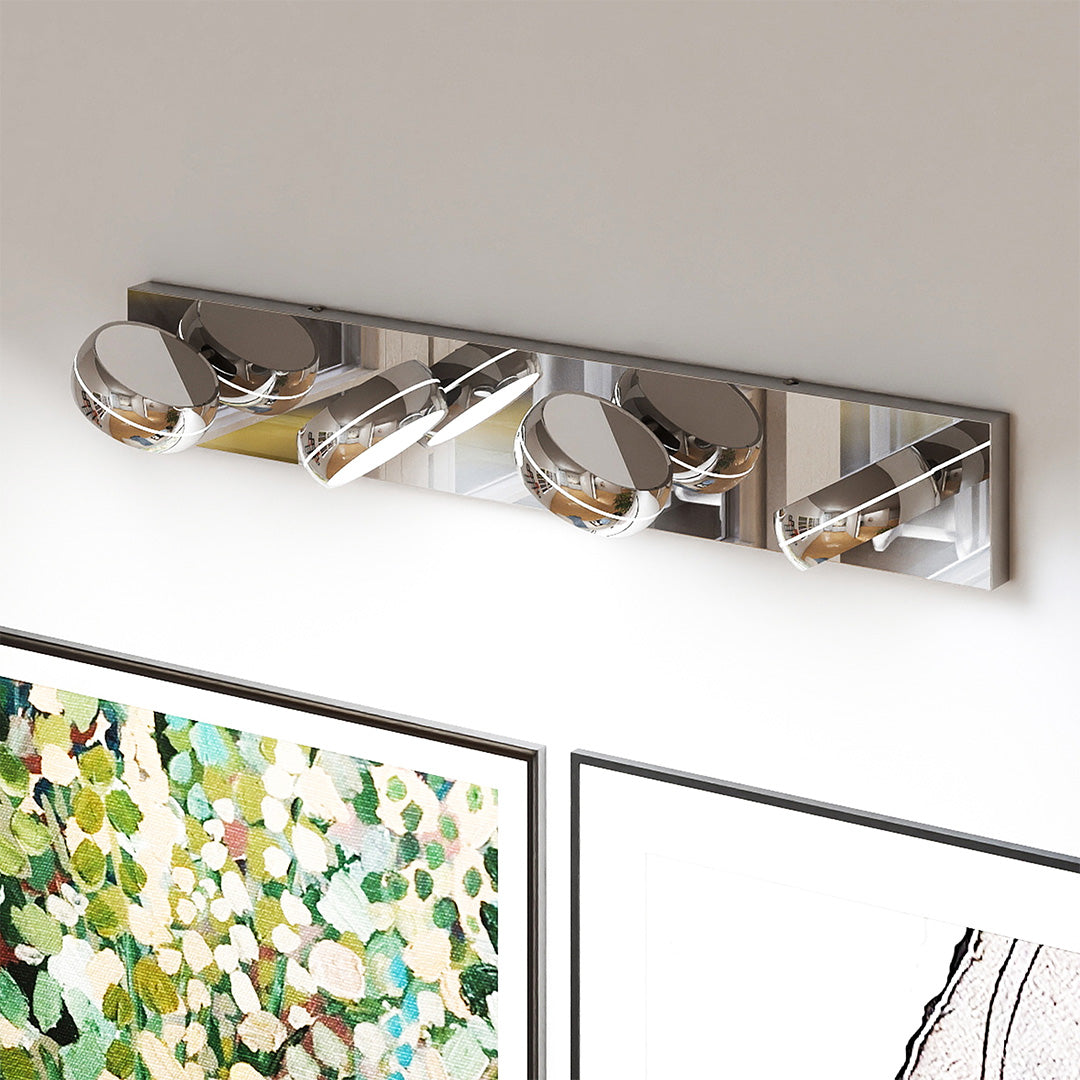 Minimalist Chrome Bathroom Vanity Light — Aluminum, LED 6000K, 3 to 6-Light Configurations