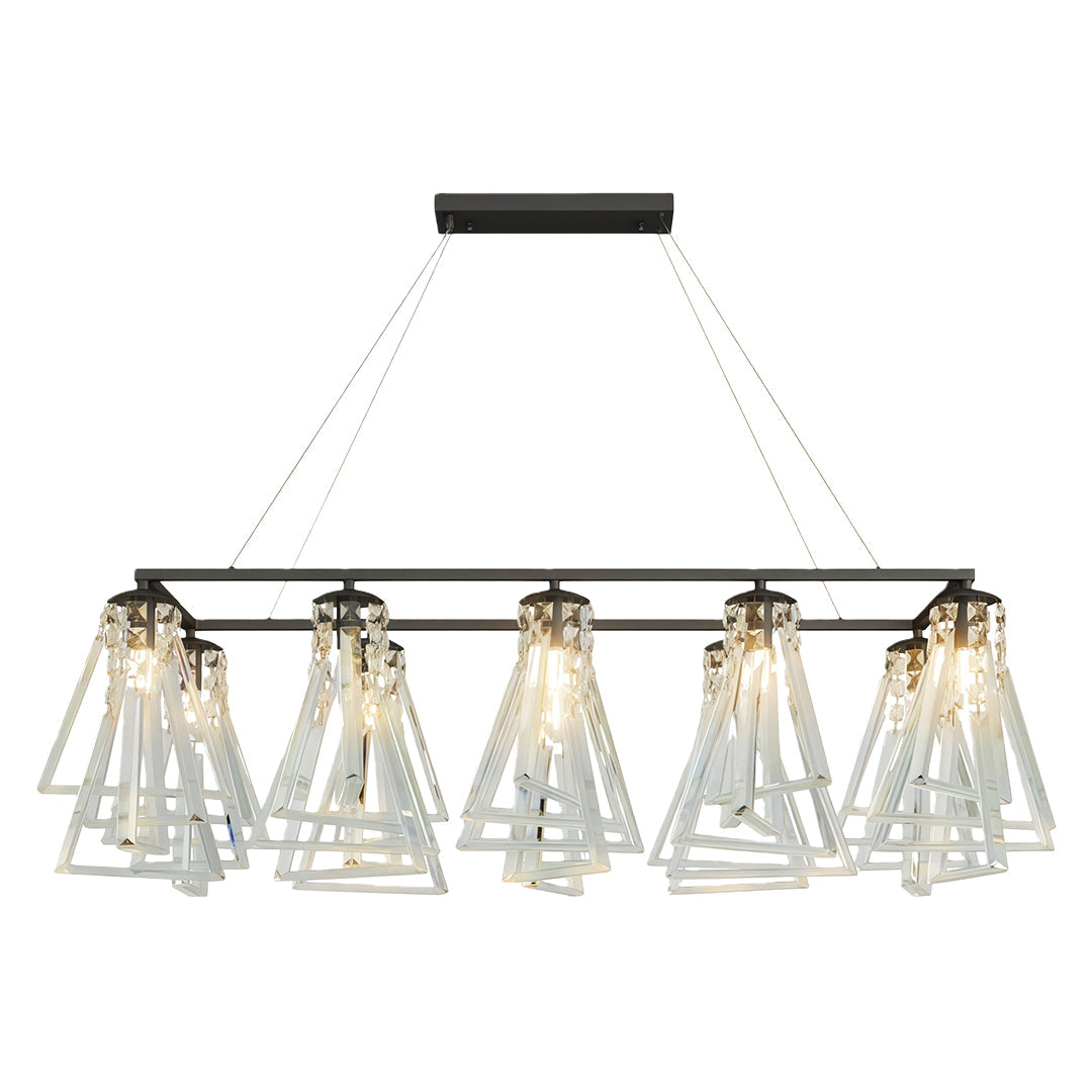 Minimalist Crystal Chandelier — Solid Copper, G9, 8- or 10-Light, Brass / Chrome / Black
