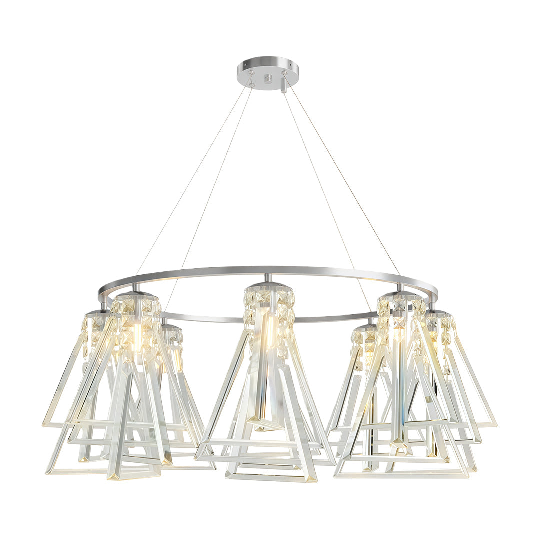 Minimalist Crystal Chandelier — Solid Copper, G9, 8- or 10-Light, Brass / Chrome / Black