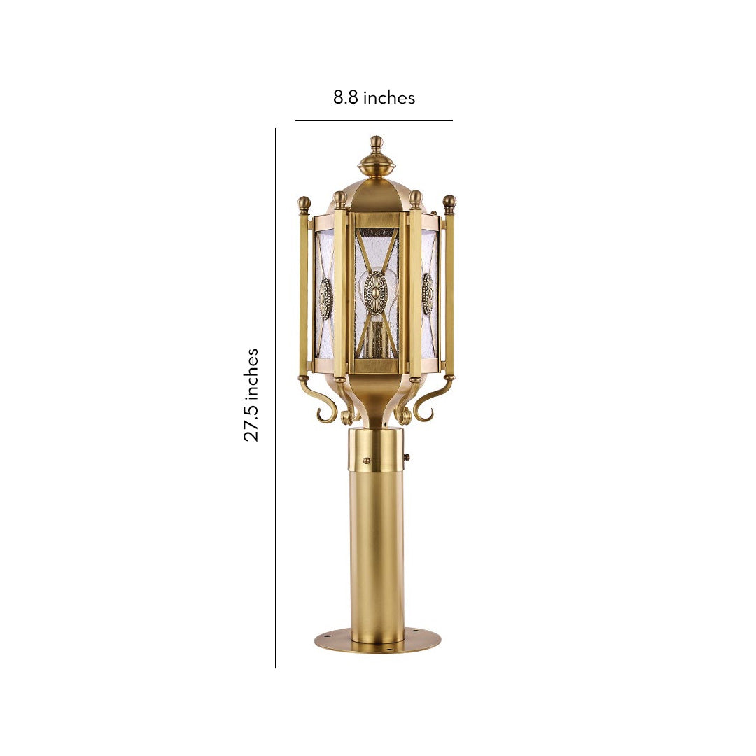 Copper Path Light — Solid Brass, Clear Glass Shade, E27, IP55 Weatherproof, Hardwired