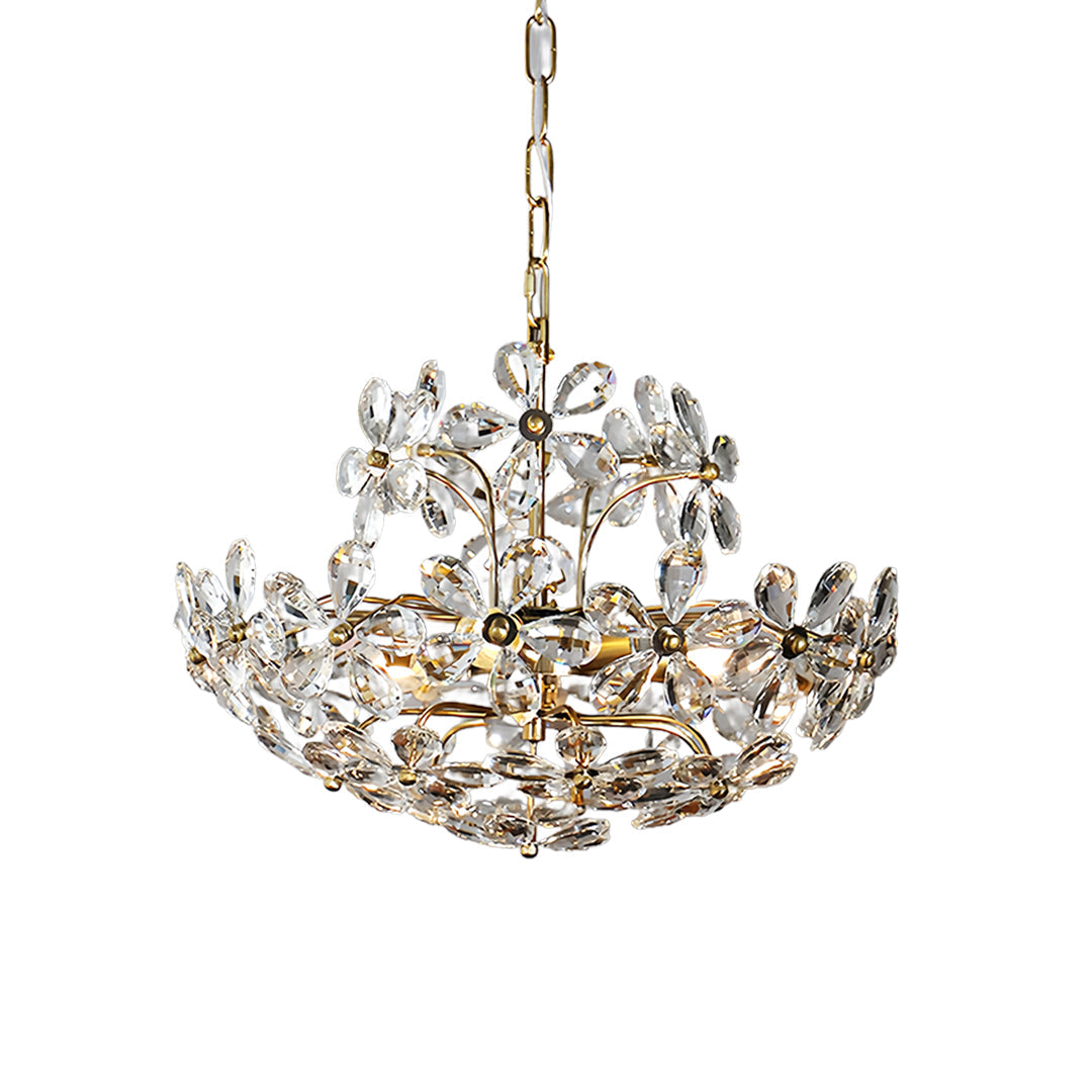 Crystal Flower Chandelier — Iron, French Country, Three-Color Dimming, E14, 45cm / 60cm