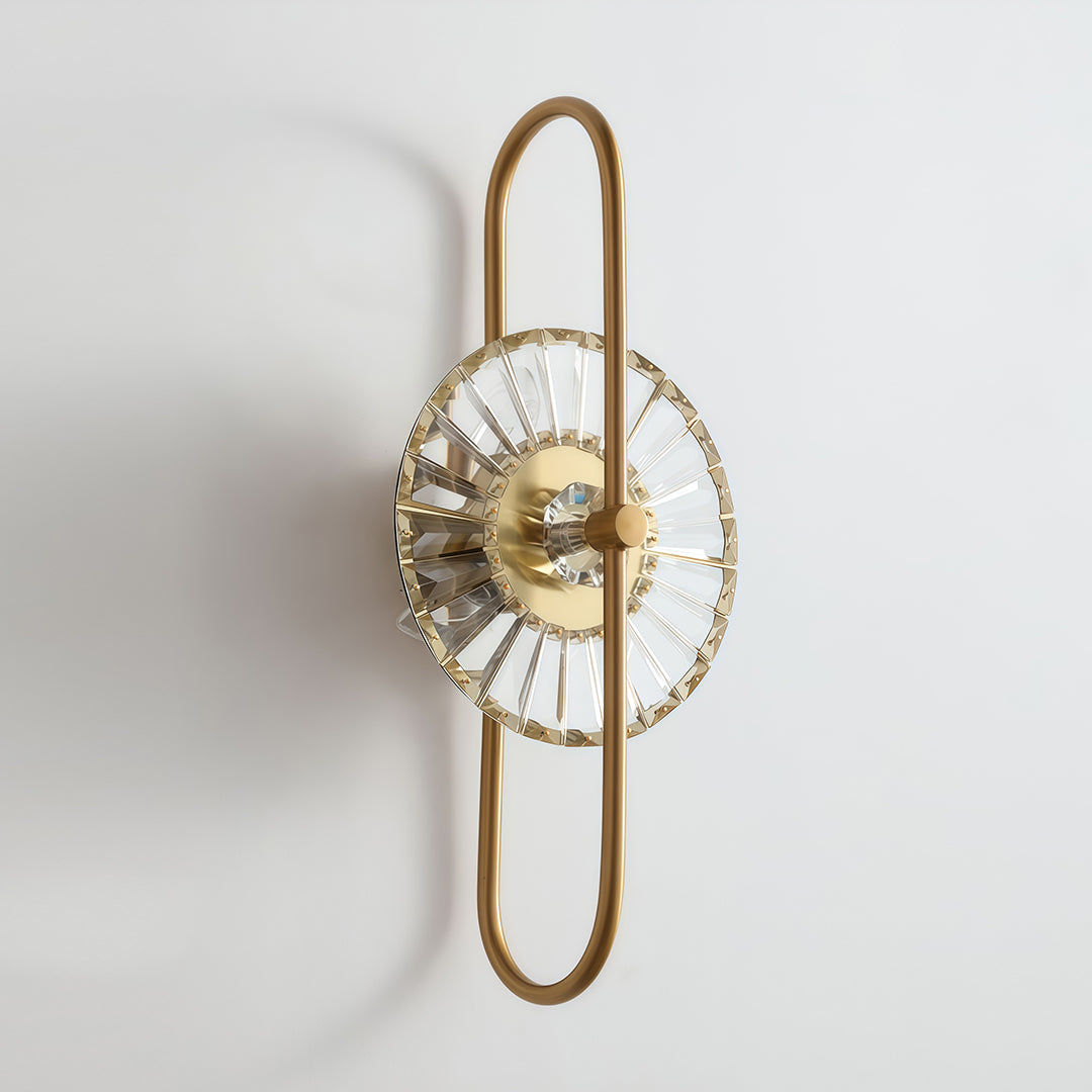 Vertical Crystal Wall Sconce — Gold Iron Frame, E14, Hardwired, 24.8" Minimalist