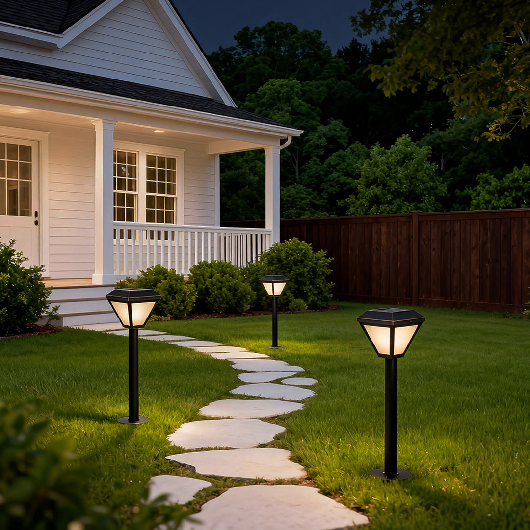 Solar Bollard Path Light — Full Copper and Glass, 1W LED Warm White, IP55, 1200mAh, 19.7"