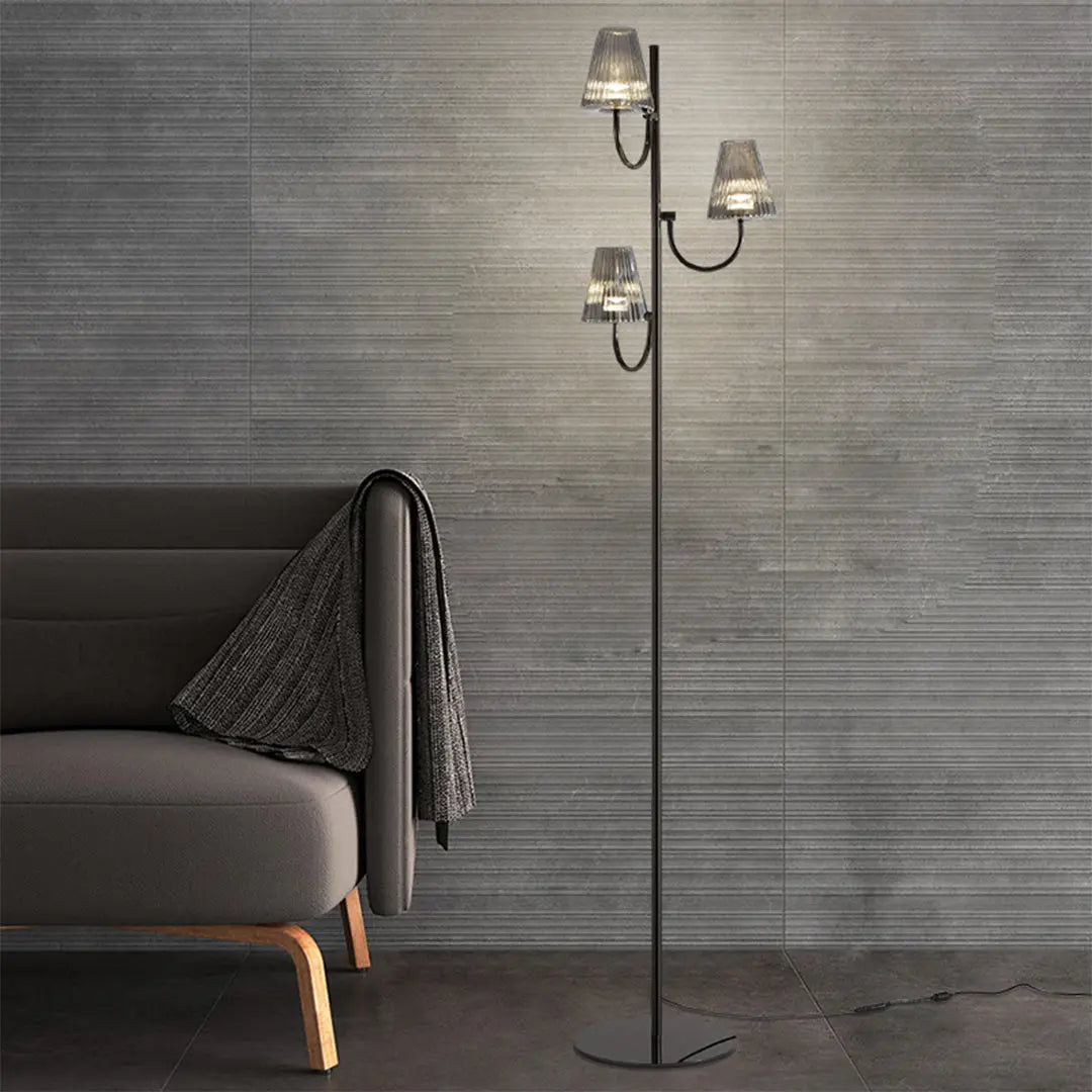 Contemporary Minimalist Black Floor Lamp in American Style Luxe