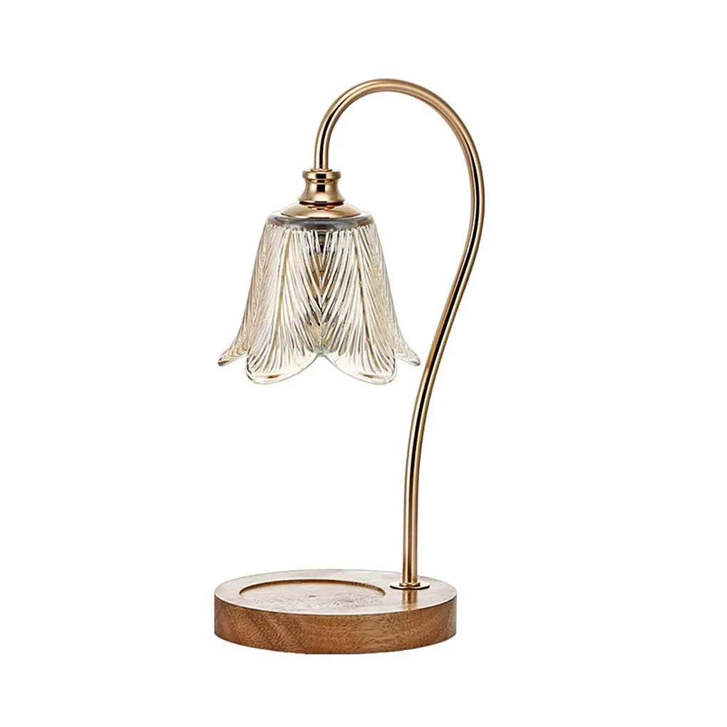 Chic Floral Glass Desk Lamp with Cup Holder Base for Home Office – Perfect for Reading or Decoration Luxe