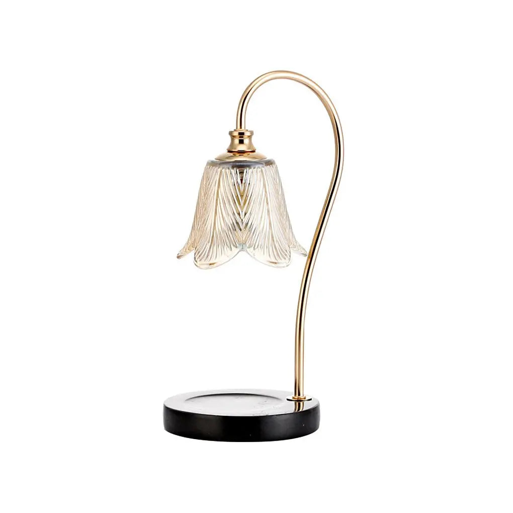 Chic Floral Glass Desk Lamp with Cup Holder Base for Home Office – Perfect for Reading or Decoration Luxe