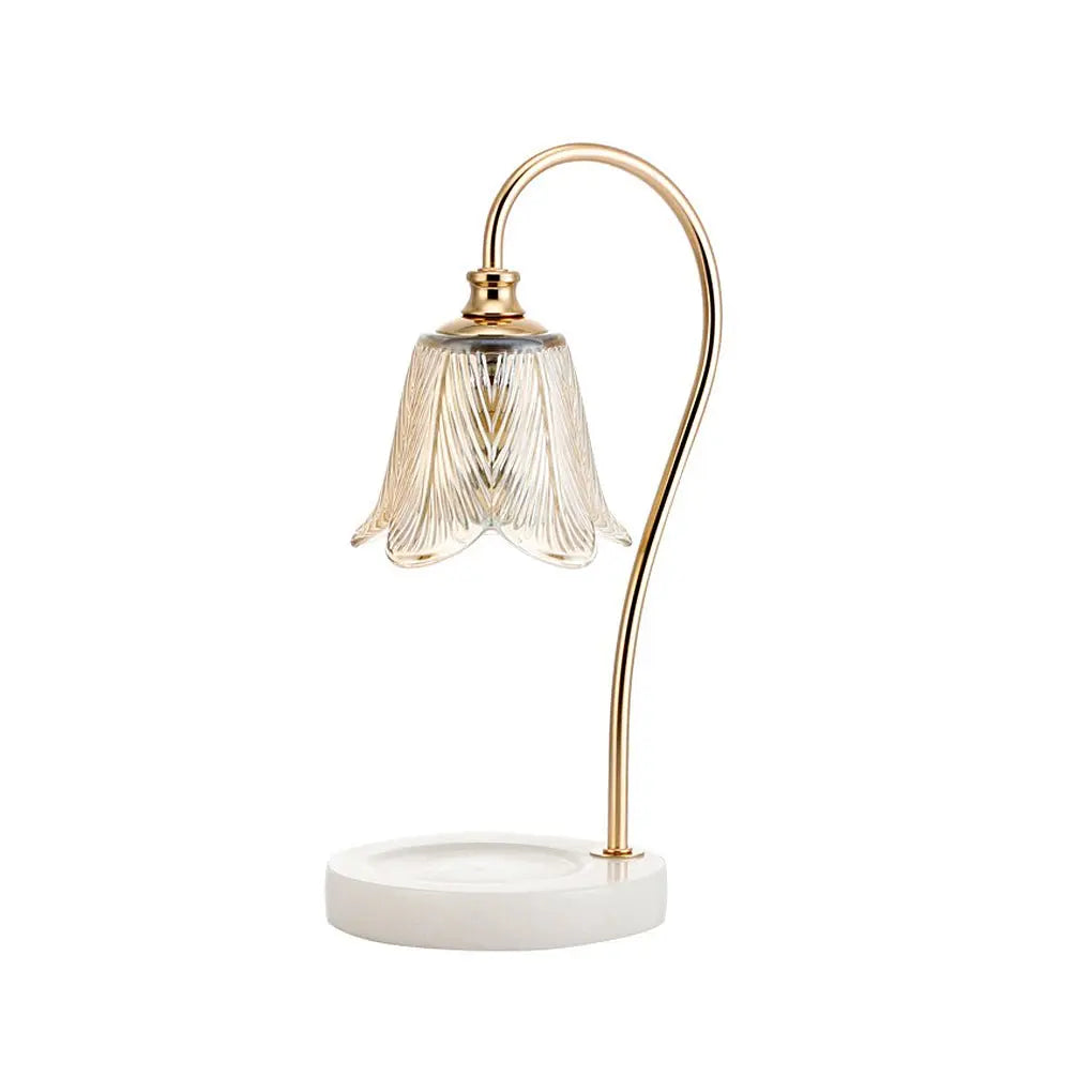 Chic Floral Glass Desk Lamp with Cup Holder Base for Home Office – Perfect for Reading or Decoration Luxe