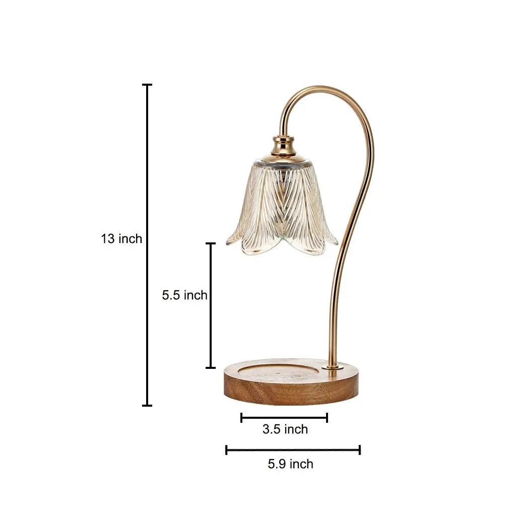 Chic Floral Glass Desk Lamp with Cup Holder Base for Home Office – Perfect for Reading or Decoration Luxe