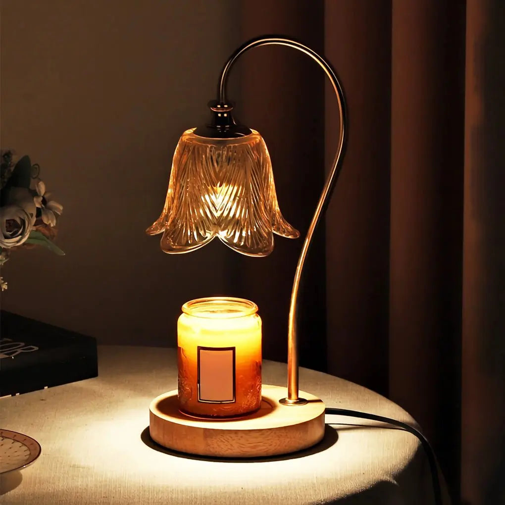 Chic Floral Glass Desk Lamp with Cup Holder Base for Home Office – Perfect for Reading or Decoration Luxe