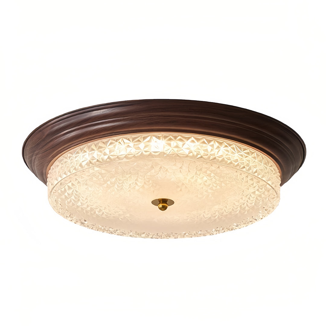 Vintage Ribbed Glass Dome Flush Mount — Iron, 36W Full-Spectrum LED, Dimmable 3000K–6000K, Remote Control
