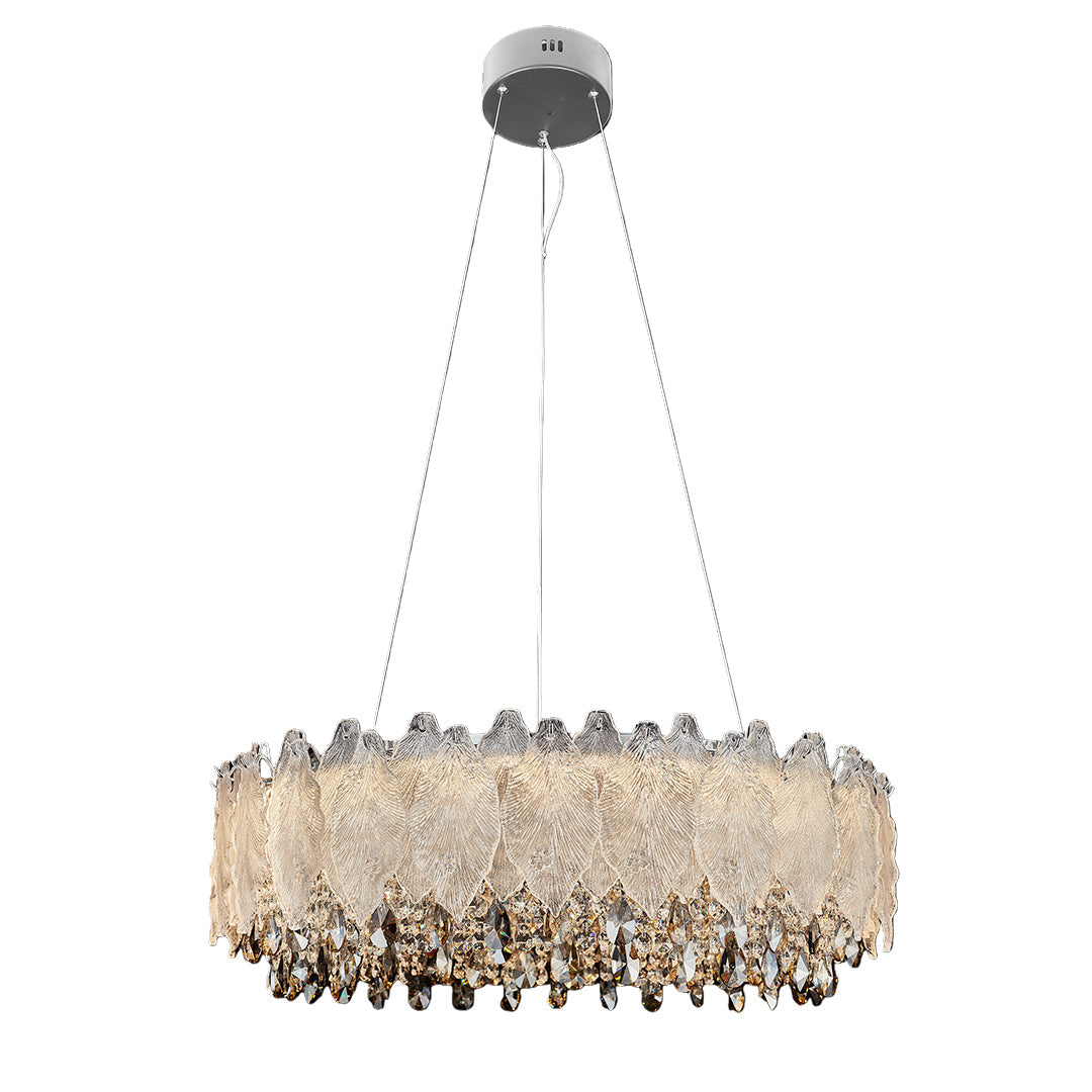 French Country Crystal Chandelier — Champagne Gold Carbon Steel, LED, 3-Step Dimming, 59.1" Adjustable Chain
