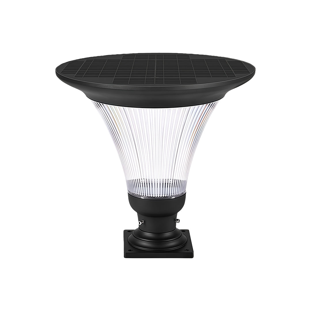 Outdoor Garden Pillar Light — Black Aluminum, LED, Solar 20W / Hardwired 50W, Dual CCT, IP65