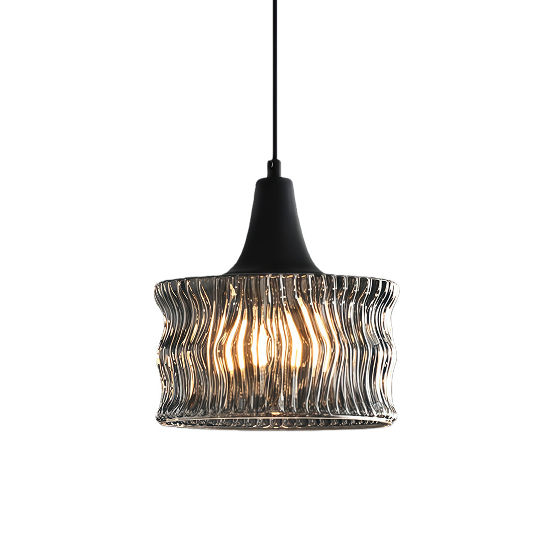 Glass Drum Mini Pendant — Copper-Black, 1-Light, 6W, 3-Step Dimming (3000K/4500K/6000K), Adjustable Cord