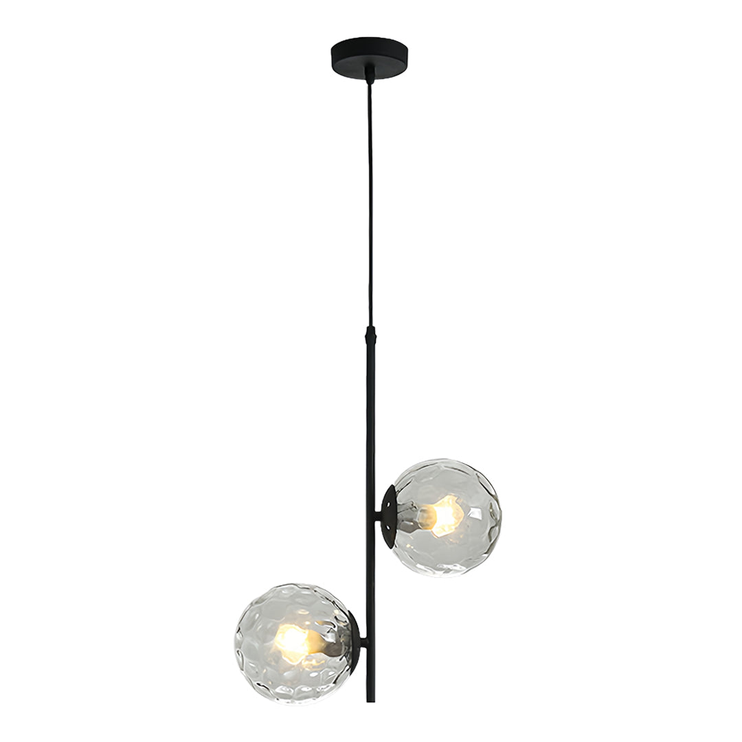 Minimalist Double Globe Pendant — Iron and Glass, 2-Light, G4 5W, 3-Step Dimming, Black or Gold