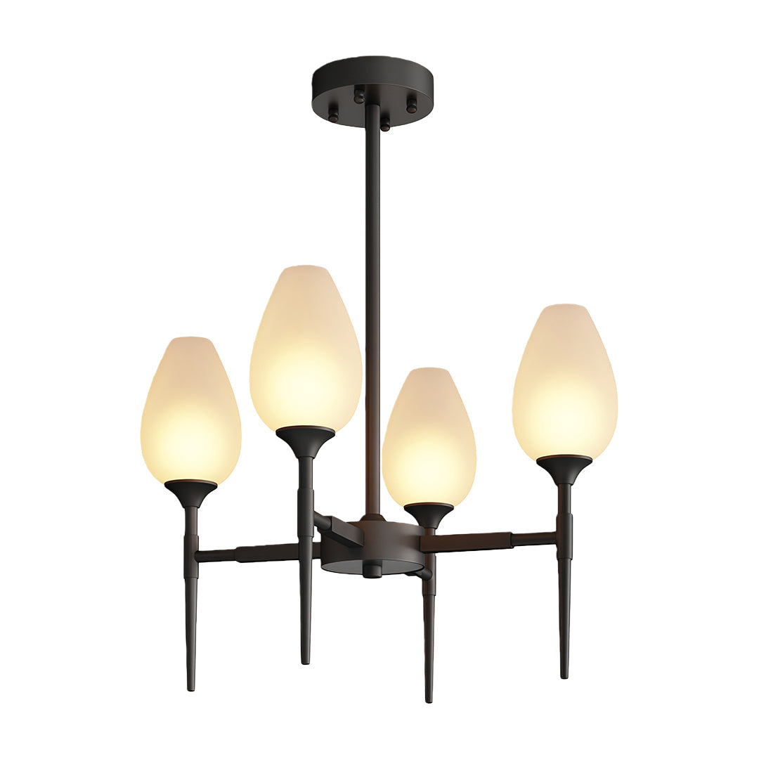 Minimalist Glass Chandelier — Brass Frame, Transparent Glass Shades, G9, 4-, 6-, or 8-Light