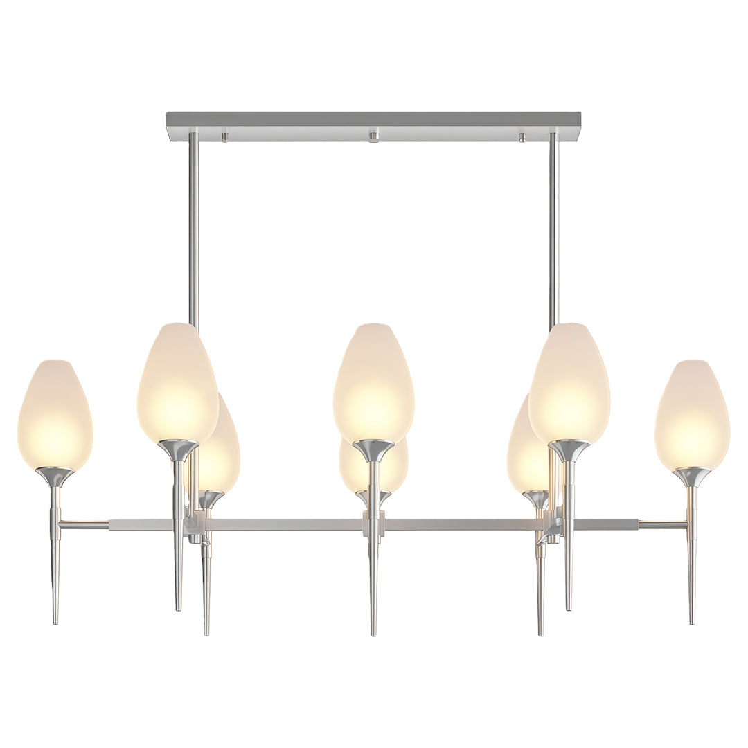 Minimalist Glass Chandelier — Brass Frame, Transparent Glass Shades, G9, 4-, 6-, or 8-Light