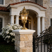 Minimalist Glass Pillar Light — Solid Copper, Antique Finish, IP55 Weatherproof, E14, 26.4"