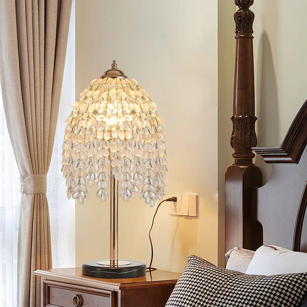 Luxury European Crystal Bedside Table Lamp in Gold Luxe