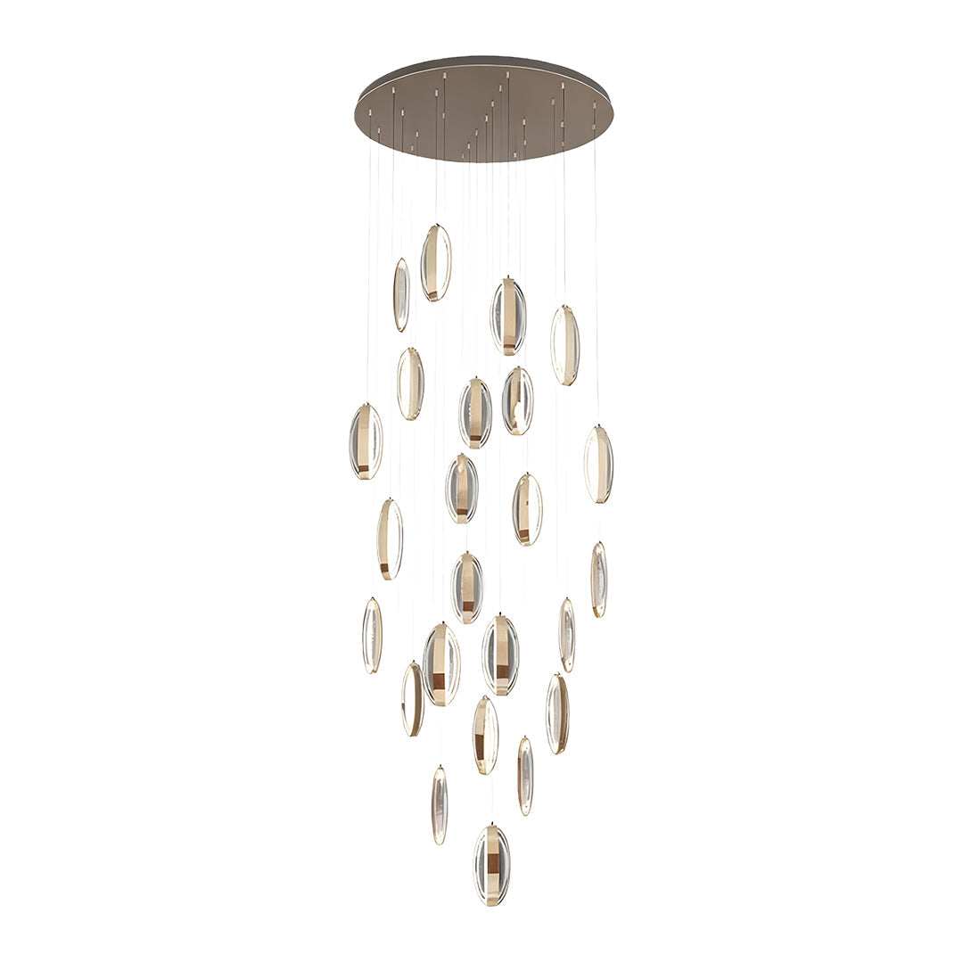 Möbius Strip Modern Chandelier — Gold Aluminum, 3-Step Dimming, 47.2" Chain, 1-, 9-, or 25-Head