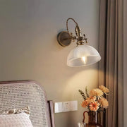 Vintage Reading Wall Sconce — Brass, Transparent Glass Shade, E14 Hardwired