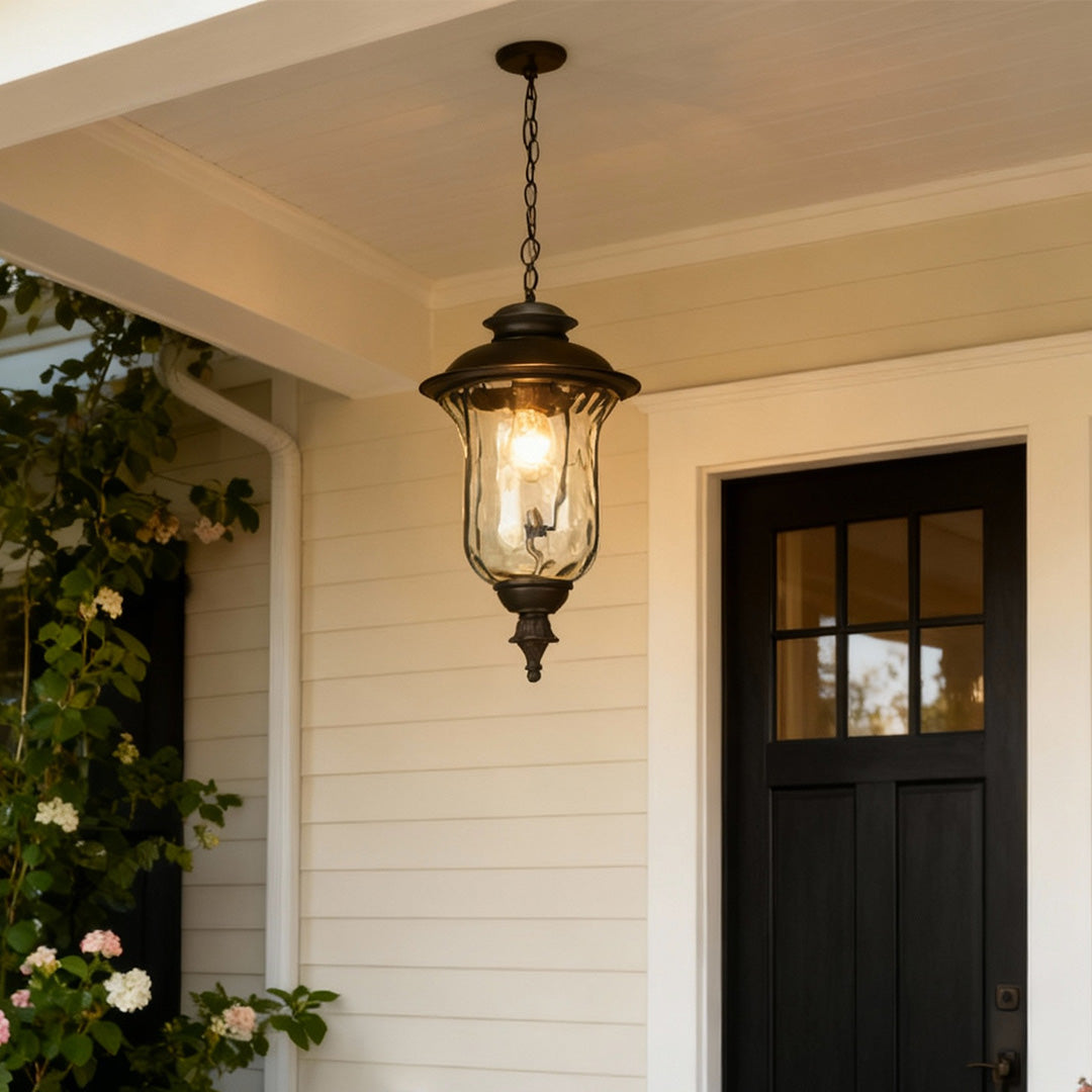 Industrial Outdoor Pendant Light — Aluminum, Transparent Glass, 12W 3000K, IP44, 1-Light