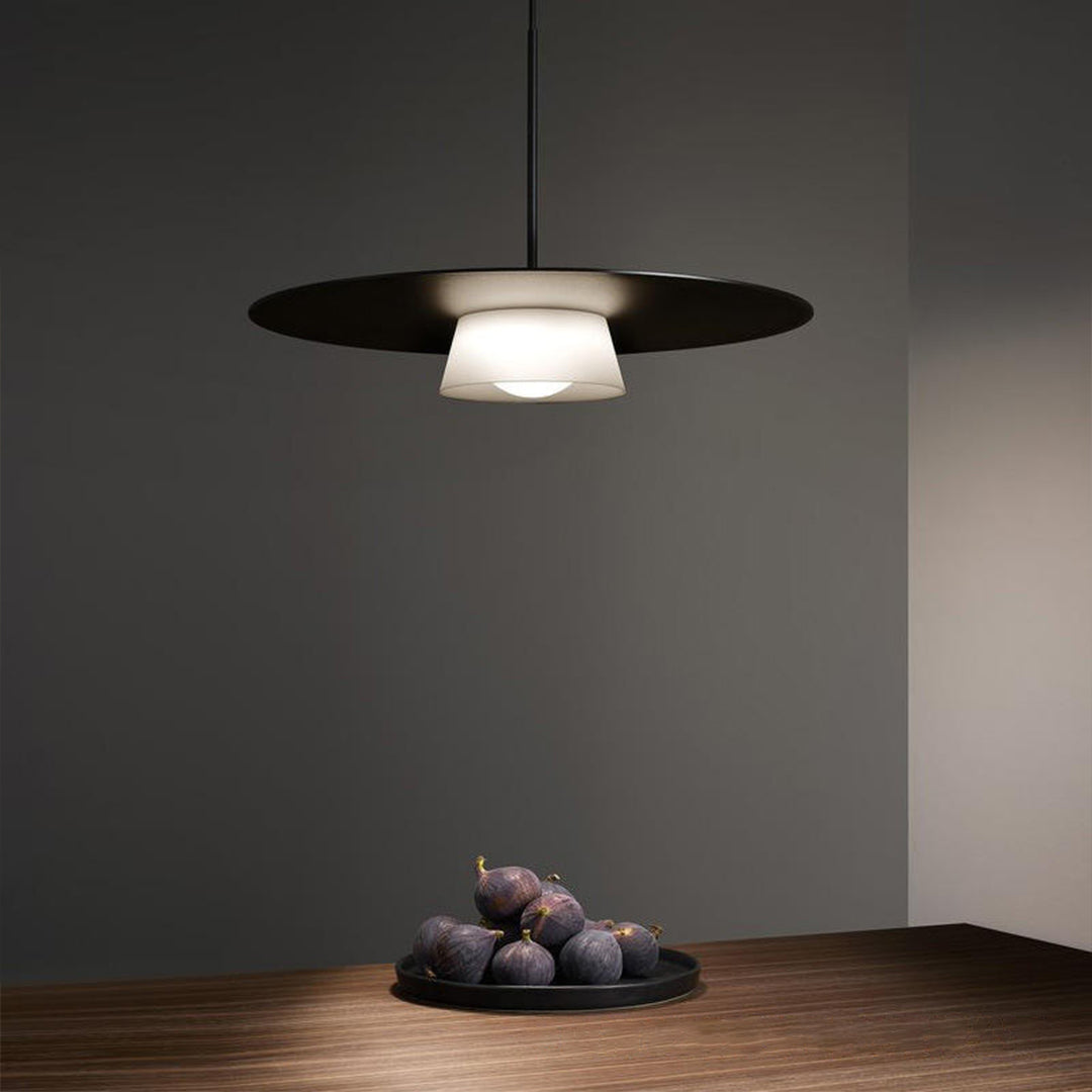Round Iron Island Pendant — Minimalist, Black or White, LED E27, 16.5" Wide, 3000K