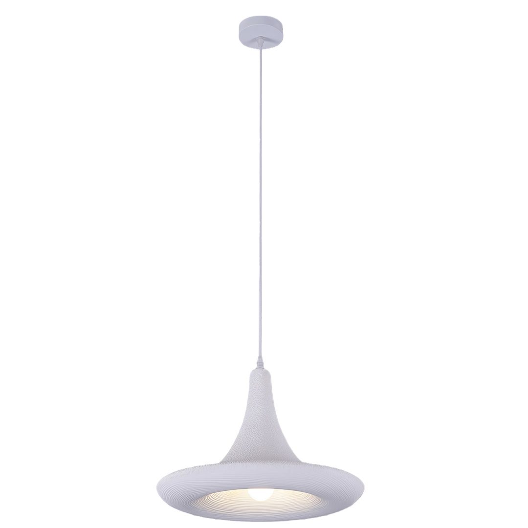 Wabi-Sabi Minimalist Pendant Light — Matte PS Shade, Iron Frame, E27, 15.75" Wide, Adjustable 59.1" Cable