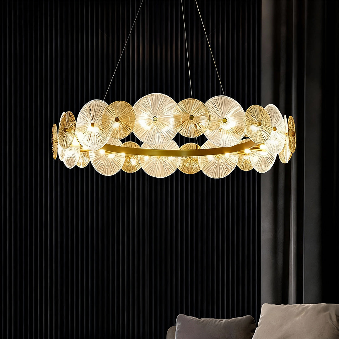 Clear Glass & Silver Iron Chandelier — 12- or 18-Light, G9, Three-Color, Adjustable Chain