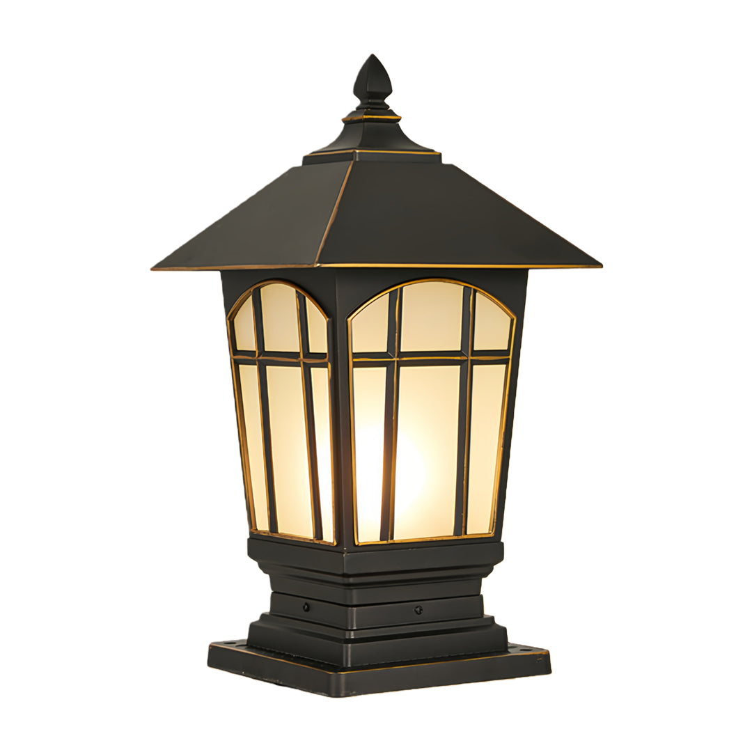 Classical Outdoor Pillar Light — Aluminum, Clear Glass, E27, IP65, 12W, 3000K Warm White